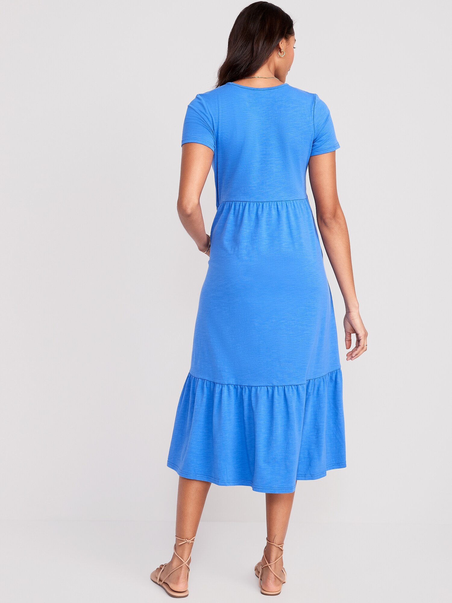 Short-Sleeve Tiered Midi Dress | Old Navy