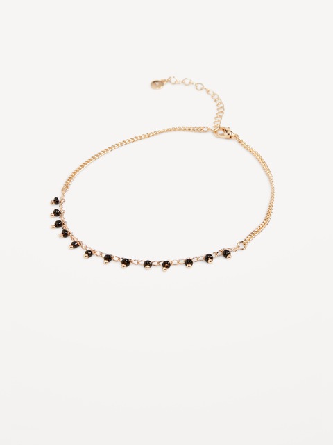 Gold-Plated Beaded Anklet for Women - Gold