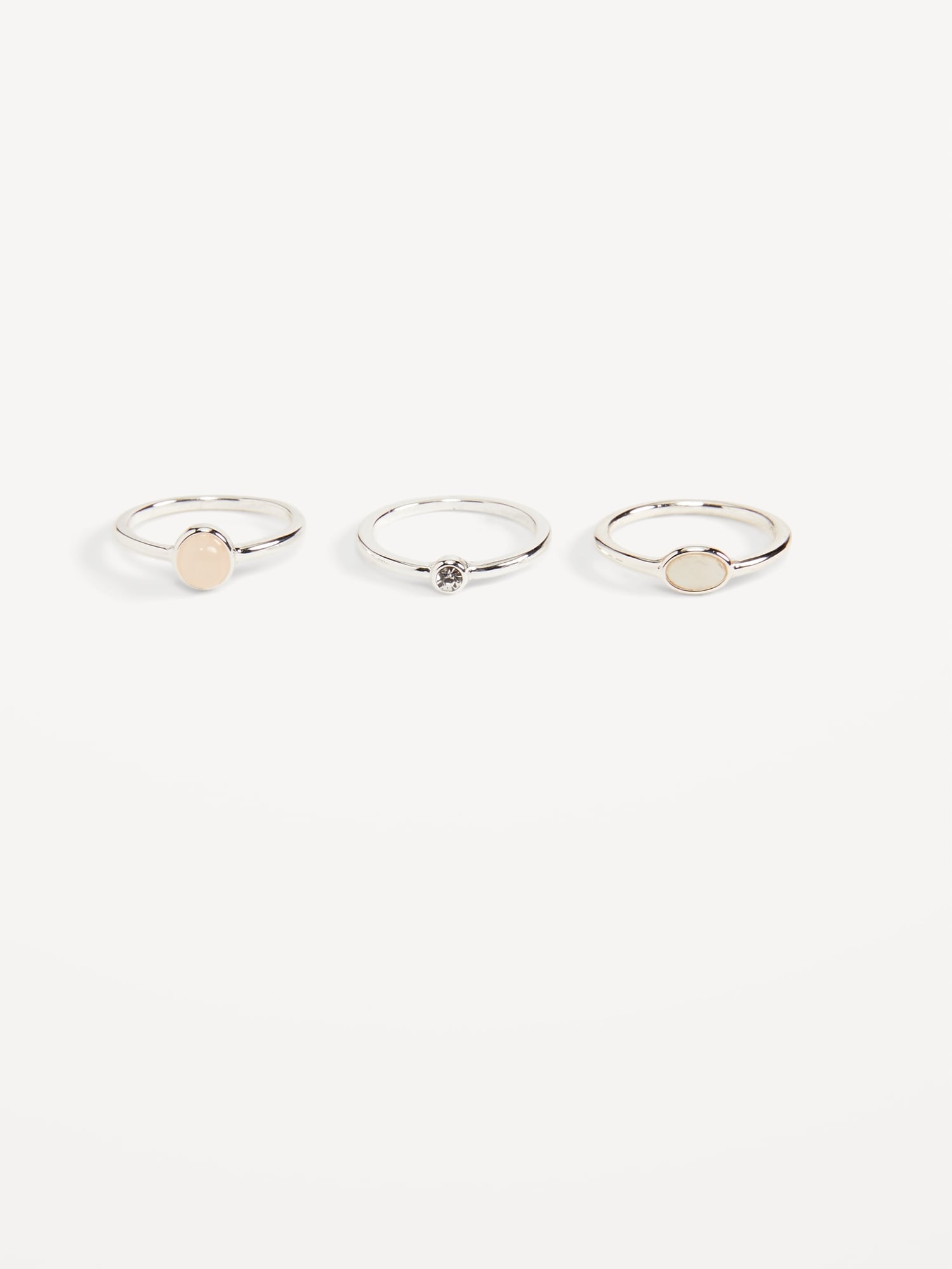 Old Navy Silver-Plated Stone Ring 3-Pack for Women silver. 1