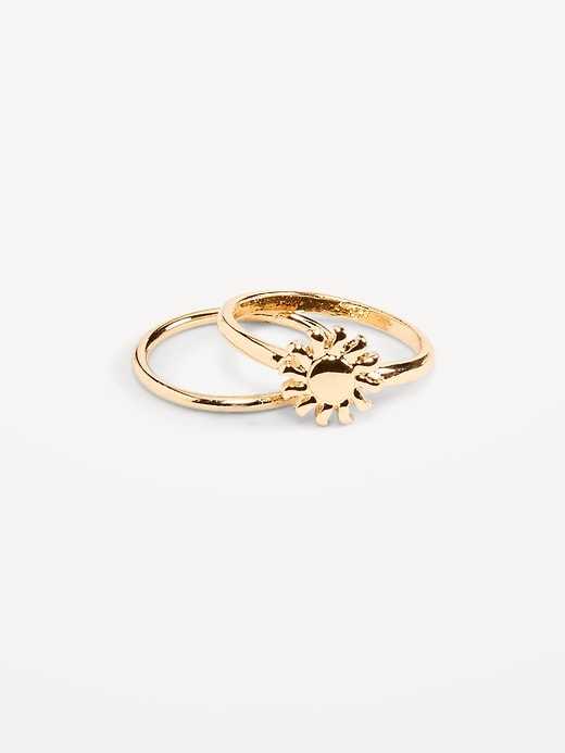 View large product image 1 of 1. Gold-Plated Sun Ring 2-Pack for Women