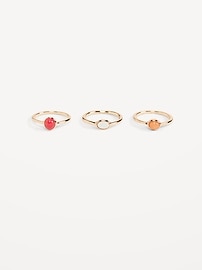 Image number 1 showing, Gold-Plated Stone Ring 3-Pack for Women