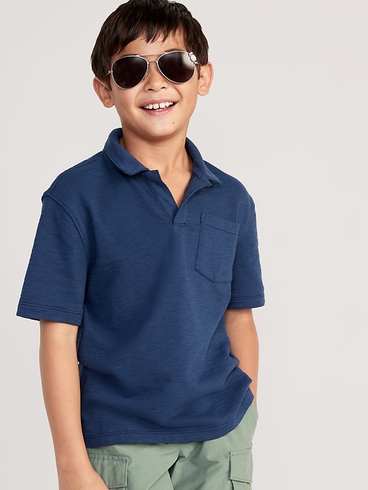 View large product image 1 of 2. Short-Sleeve Knit Polo Shirt for Boys
