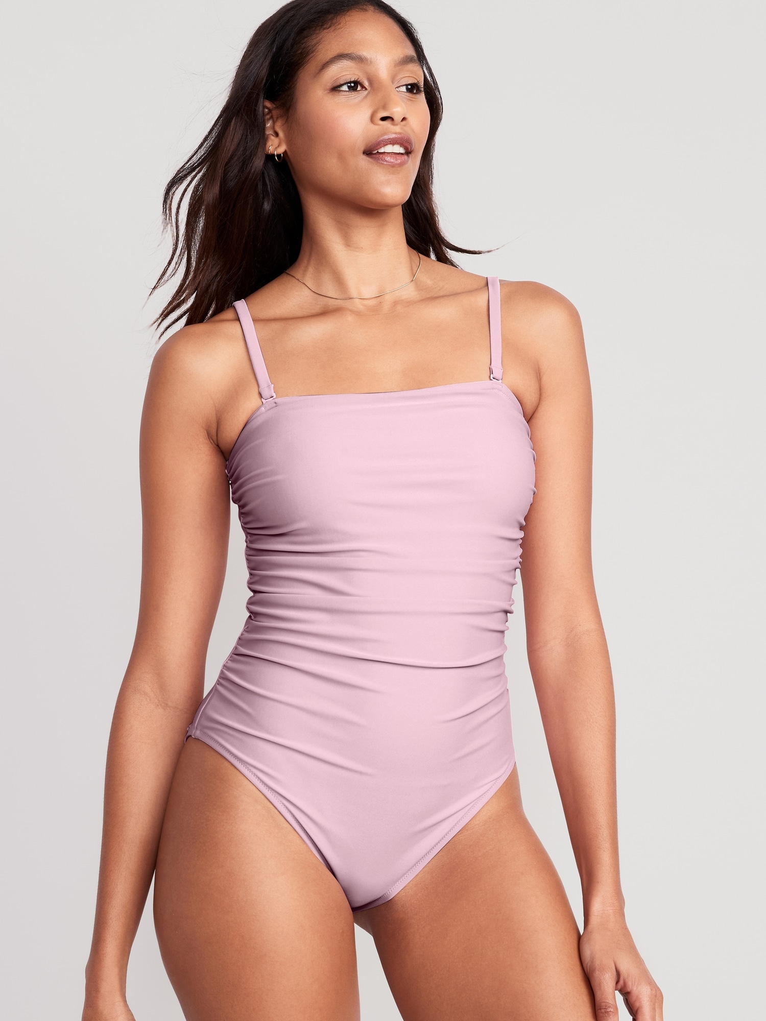 Old Navy Convertible Bandeau One-Piece Swimsuit for Women purple. 1