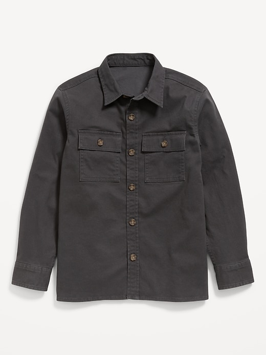 View large product image 2 of 3. Long-Sleeve Utility Pocket Twill Shirt for Boys