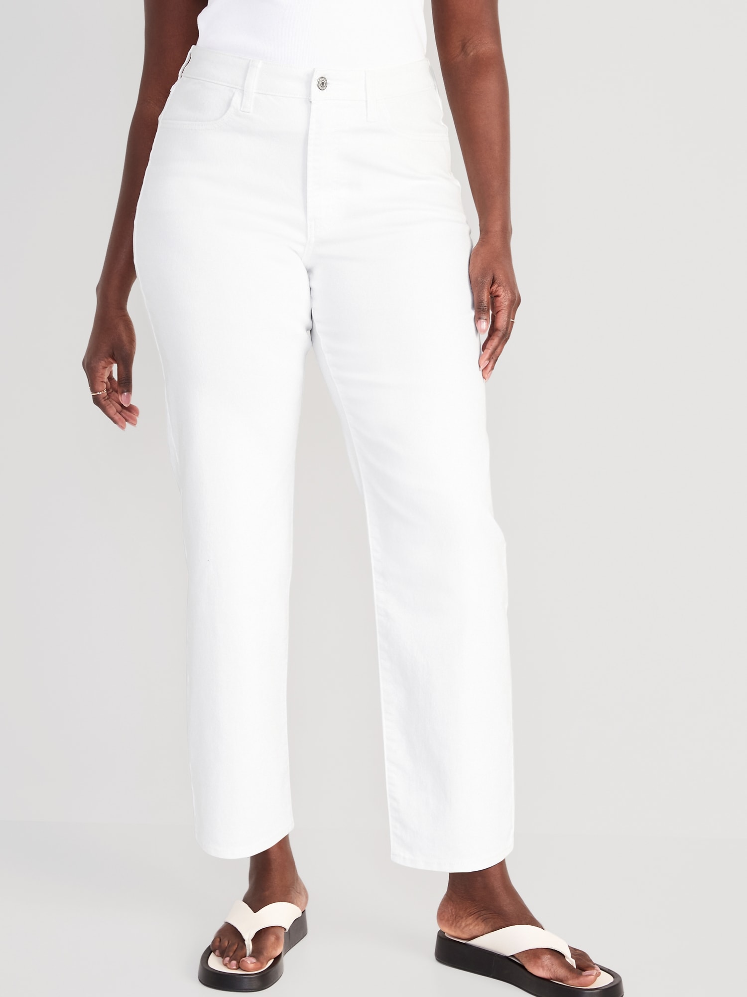 High-Waisted Wow White Loose Jeans