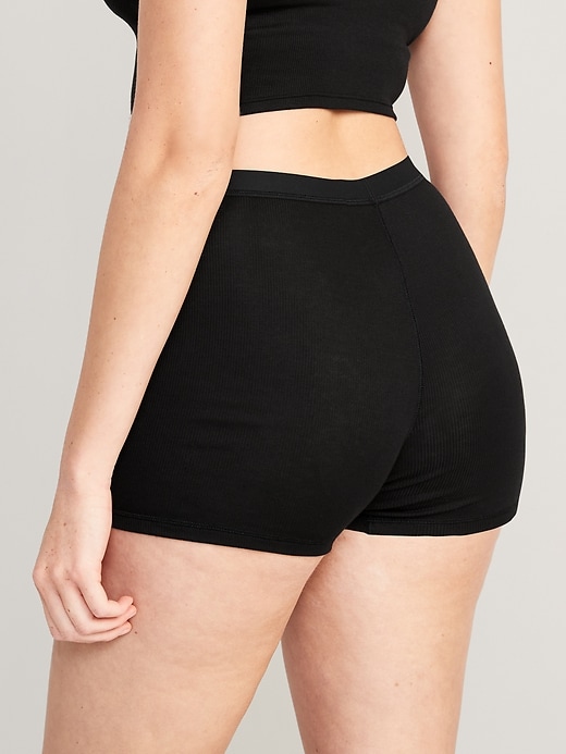 View large product image 2 of 3. High-Waisted Rib-Knit Boyshort Boxer Briefs -- 3-inch inseam