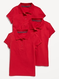 Image number 1 showing, Uniform Pique Polo Shirt 3-Pack for Girls