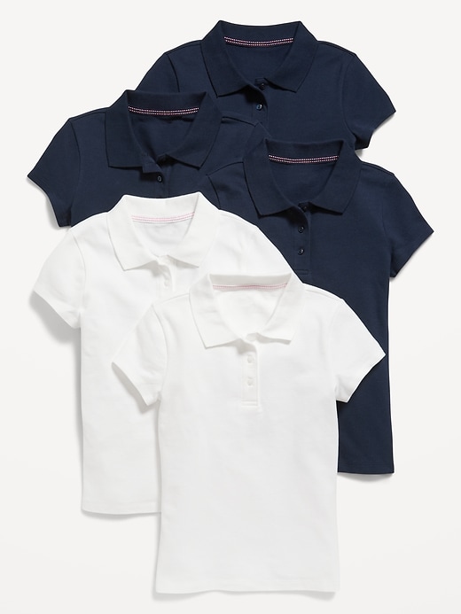 View large product image 1 of 1. Uniform Pique Polo Shirt 5-Pack for Girls