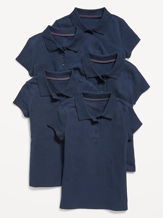 View large product image 1 of 1. Uniform Pique Polo Shirt 5-Pack for Girls