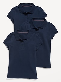 Image number 1 showing, Uniform Pique Polo Shirt 3-Pack for Girls