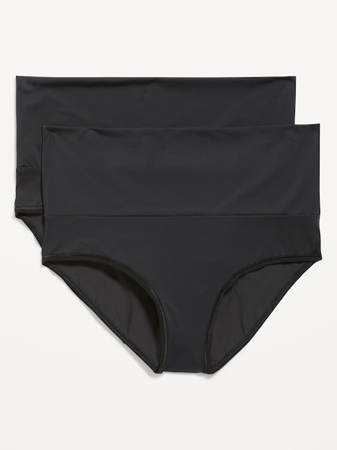 Maternity 2-Pack Rollover Panel No-Show Hipster Underwear - Black Jack