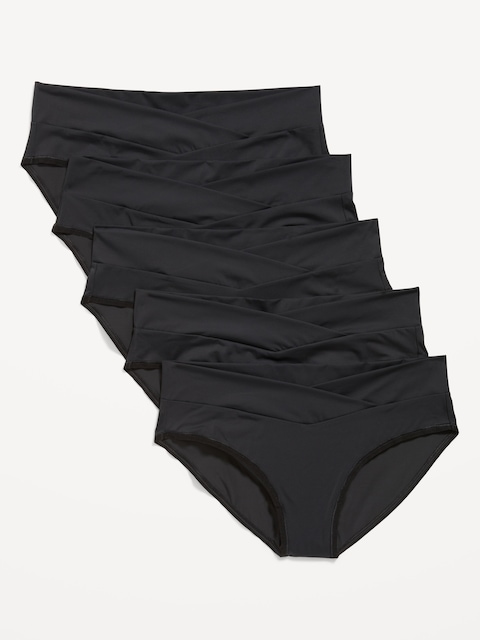 Maternity 5-Pack No-Show Low-Rise Soft-Knit Bikini Underwear - Black Jack