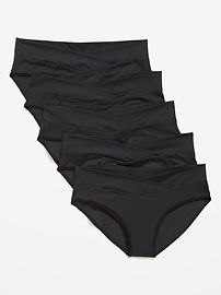 Image number 1 showing, Maternity 5-Pack No-Show Low-Rise Soft-Knit Bikini Underwear