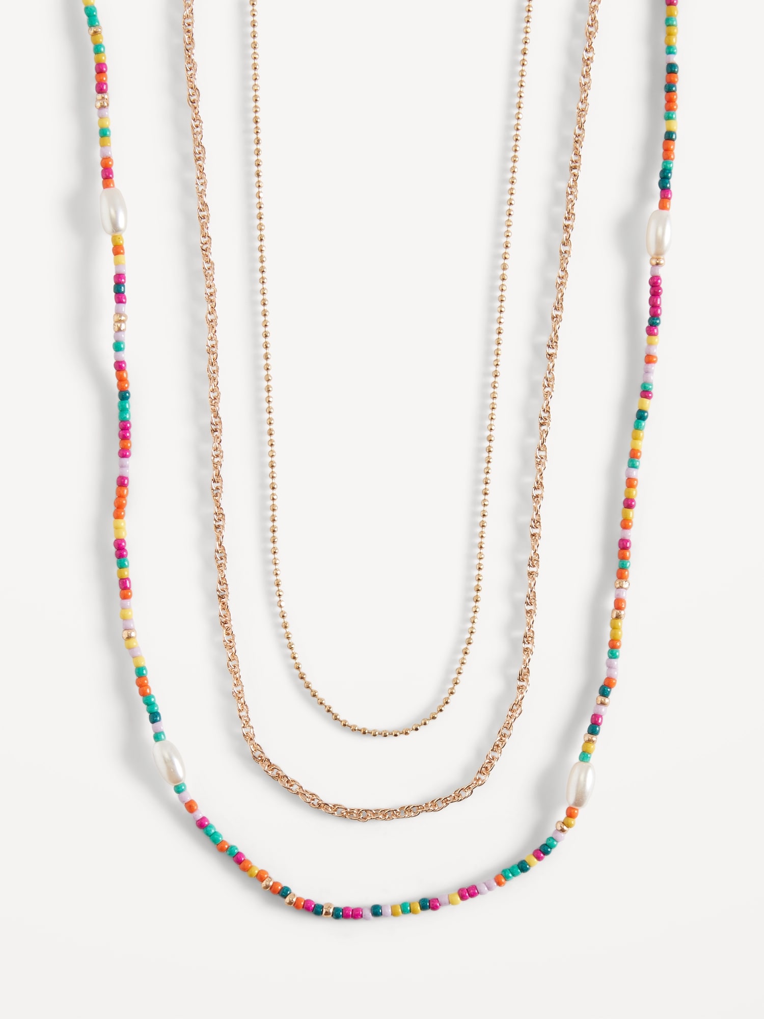 Old Navy Mixed Media Necklace 3-Pack for Women gold. 1