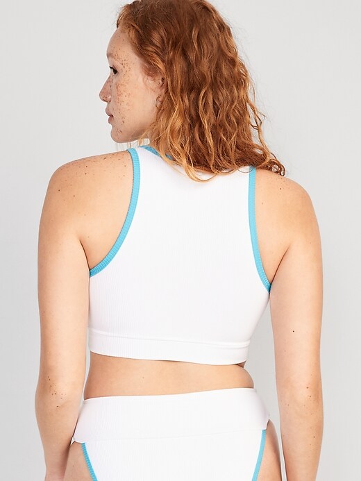 トップス rinta Rib-Knit Zip-Front Longline Bikini Swim Top | Old Navy