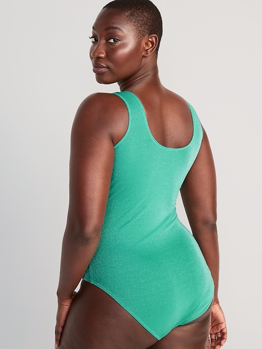 Image number 6 showing, Cutout-Front Metallic Shine One-Piece Swimsuit