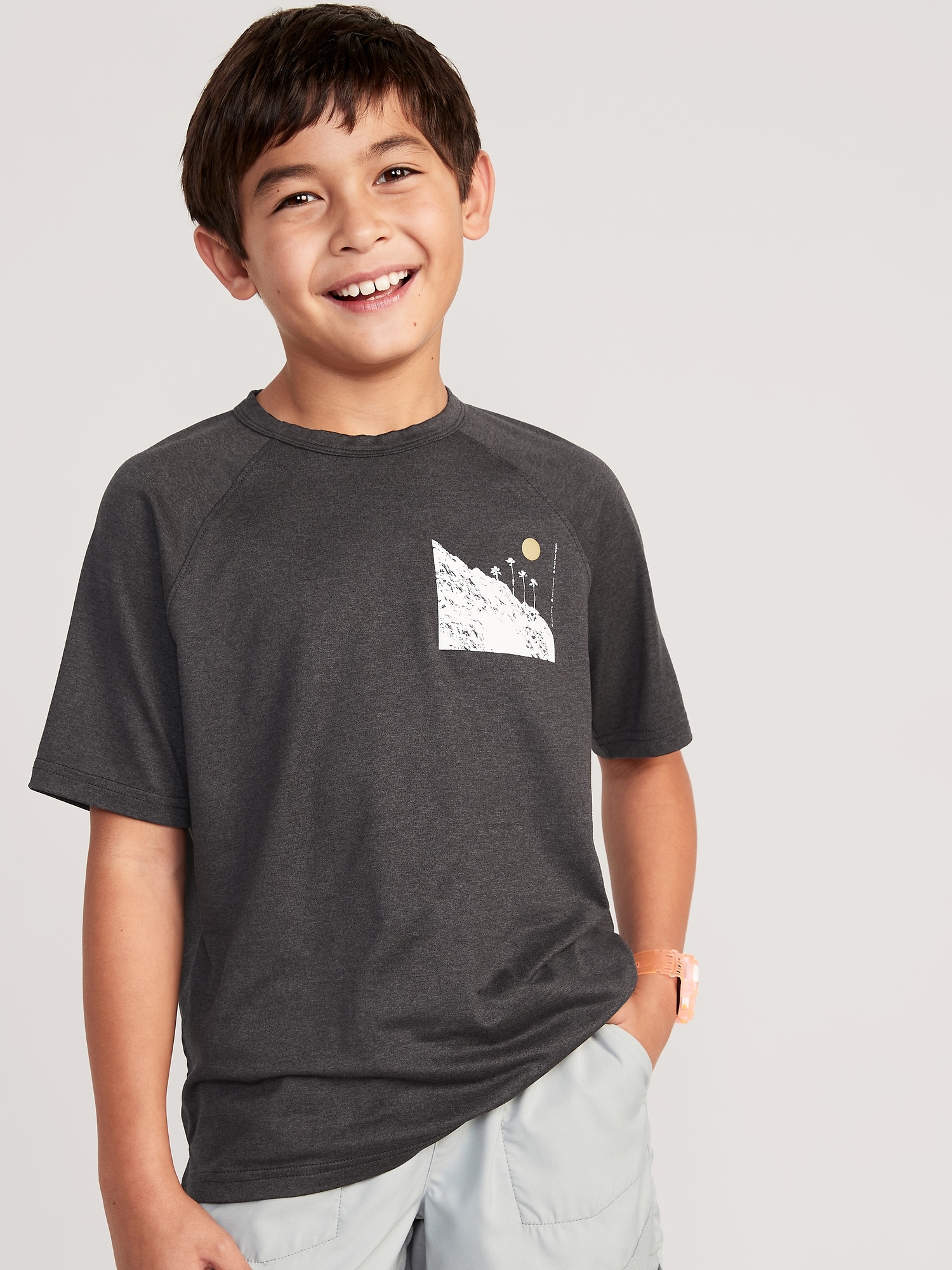 Old Navy Cloud 94 Soft Go-Dry Cool Graphic Performance T-Shirt for Boys black. 1