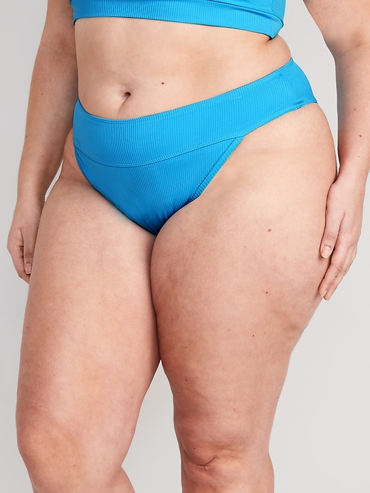 Image number 7 showing, High-Waisted Ribbed French-Cut Bikini Swim Bottoms
