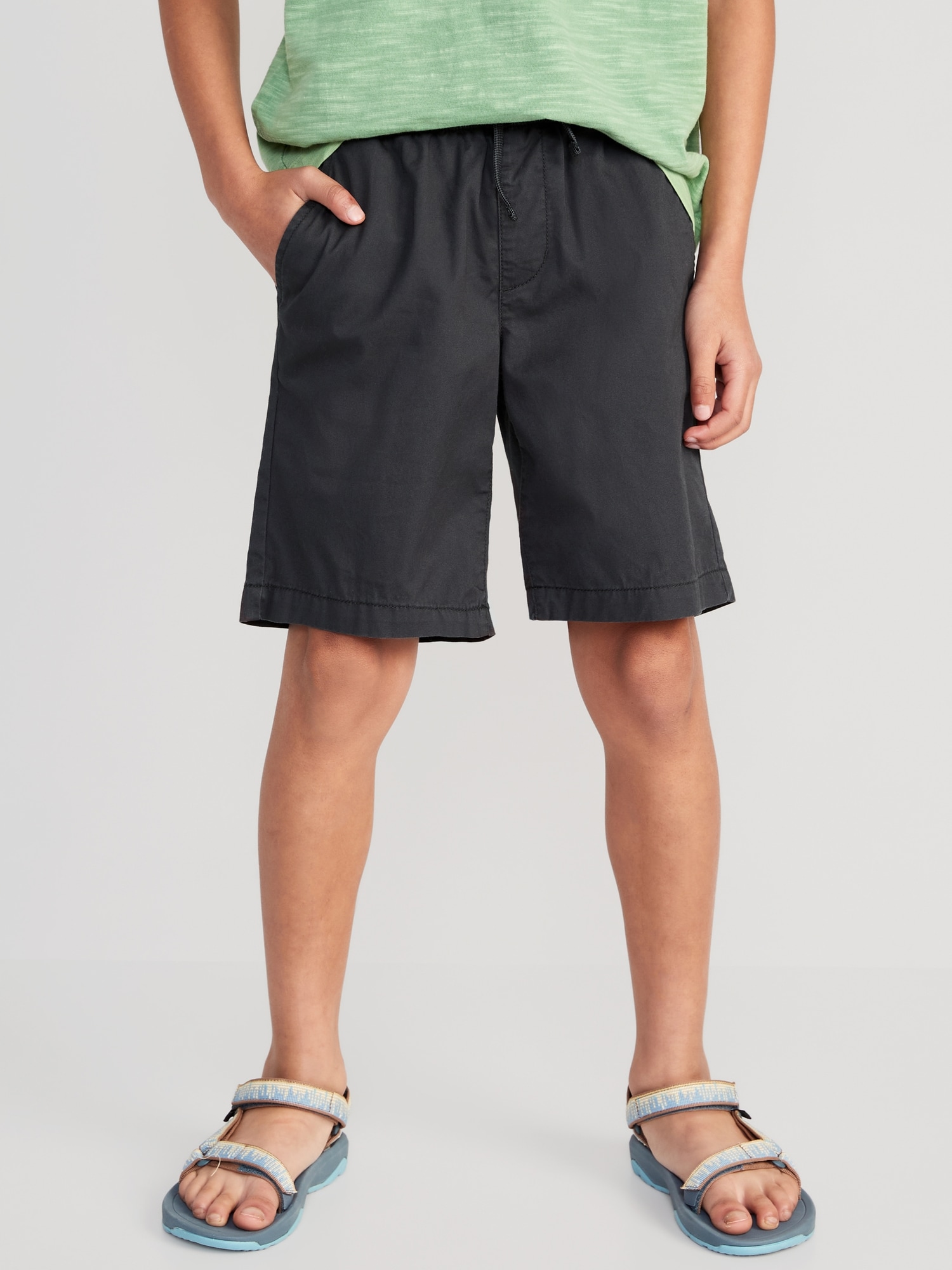Old Navy Built-In Flex Straight Twill Jogger Shorts for Boys (At Knee) black. 1