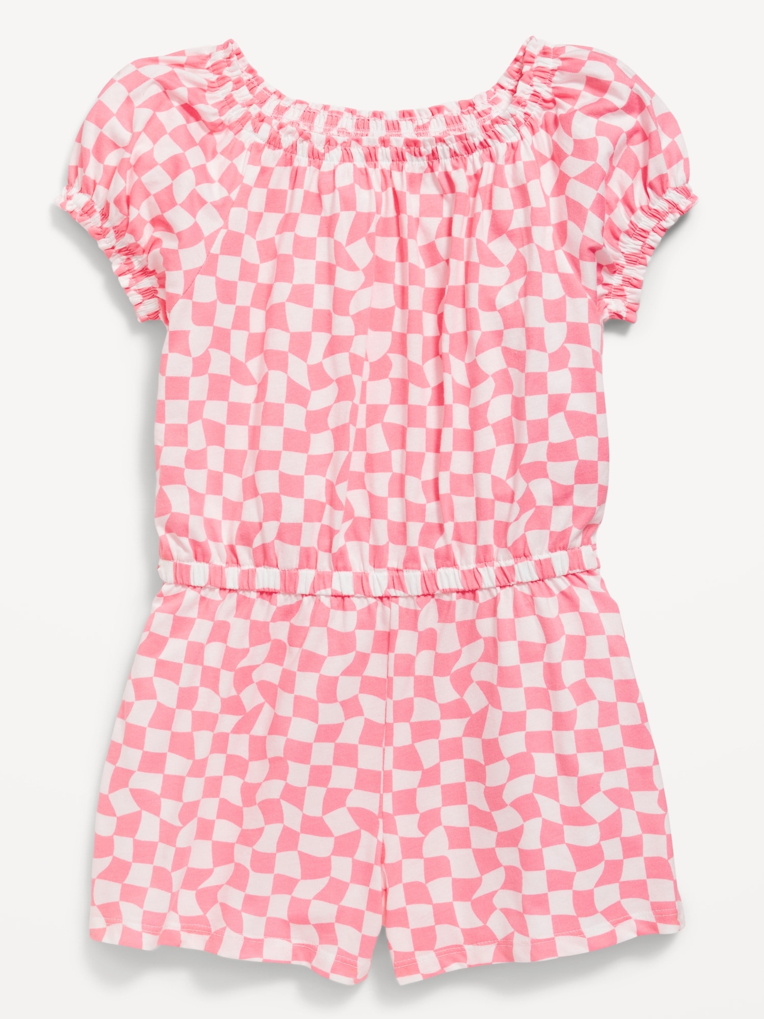 Puff-Sleeve Jersey-Knit Romper for Girls | Old Navy