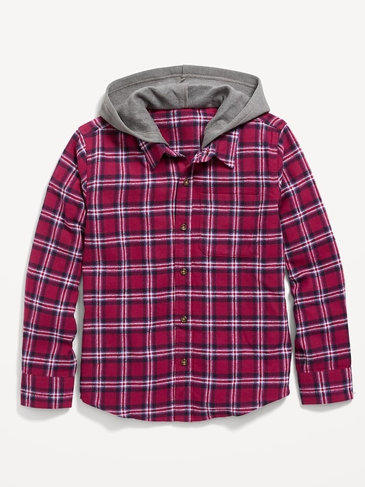 View large product image 2 of 3. Hooded Soft-Brushed Flannel Shirt for Boys