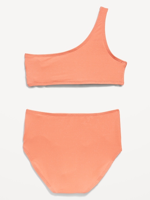 View large product image 2 of 2. One-Shoulder Shimmer-Speckled Swim Set for Girls