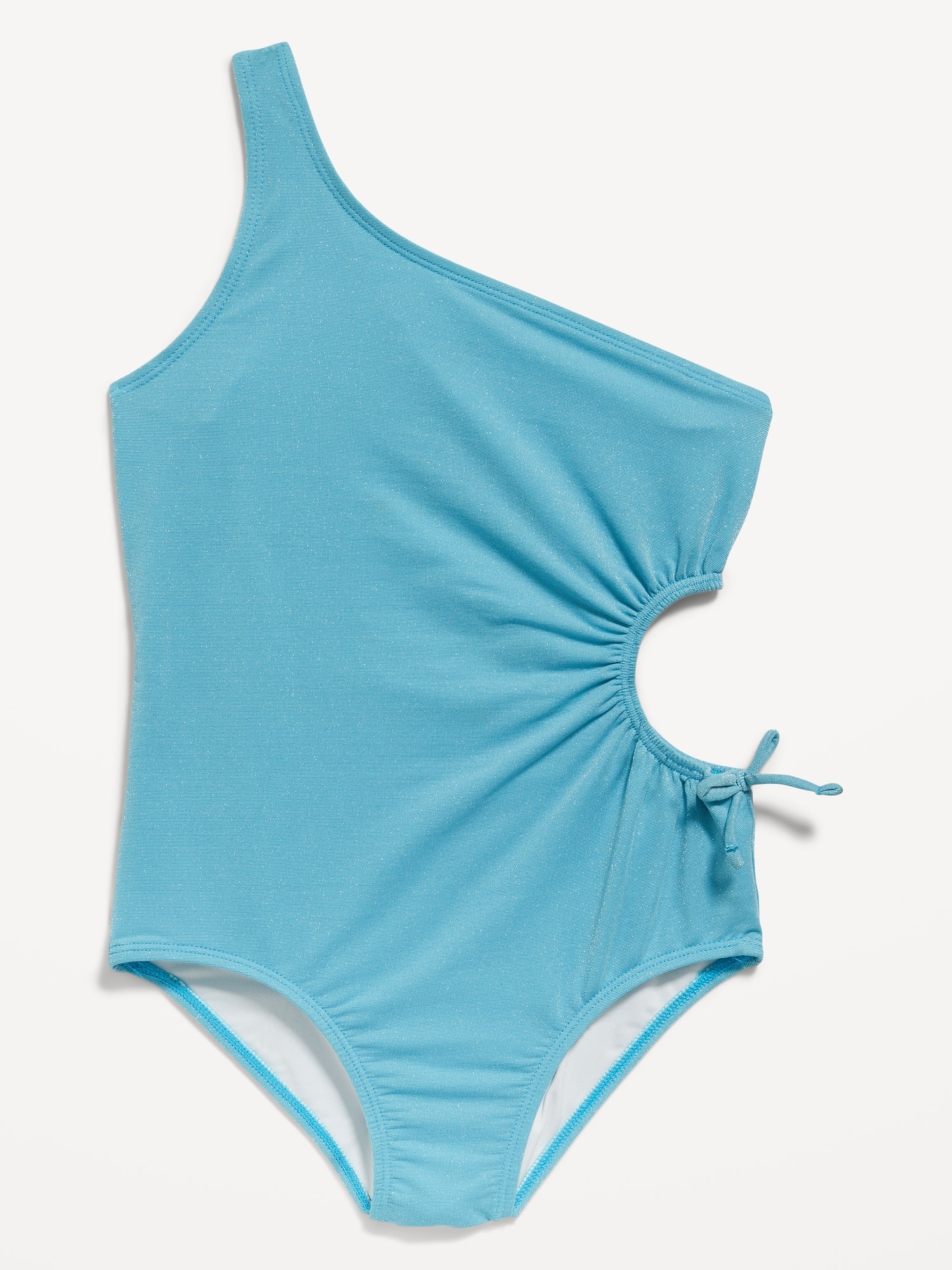 Old Navy One-Shoulder Side-Cutout One-Piece Swimsuit for Girls blue. 1