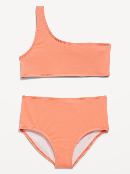 View large product image 1 of 2. One-Shoulder Shimmer-Speckled Swim Set for Girls