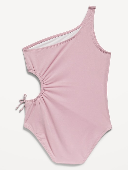 View large product image 2 of 2. One-Shoulder Side-Cutout One-Piece Swimsuit for Girls
