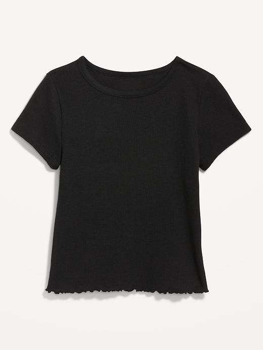 Image number 4 showing, Lettuce-Edge Thermal-Knit Crop T-Shirt