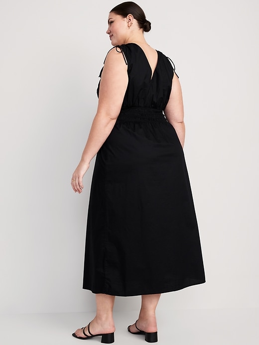 Image number 8 showing, Fit & Flare Sleeveless Tie-Shoulder Smocked Maxi Dress