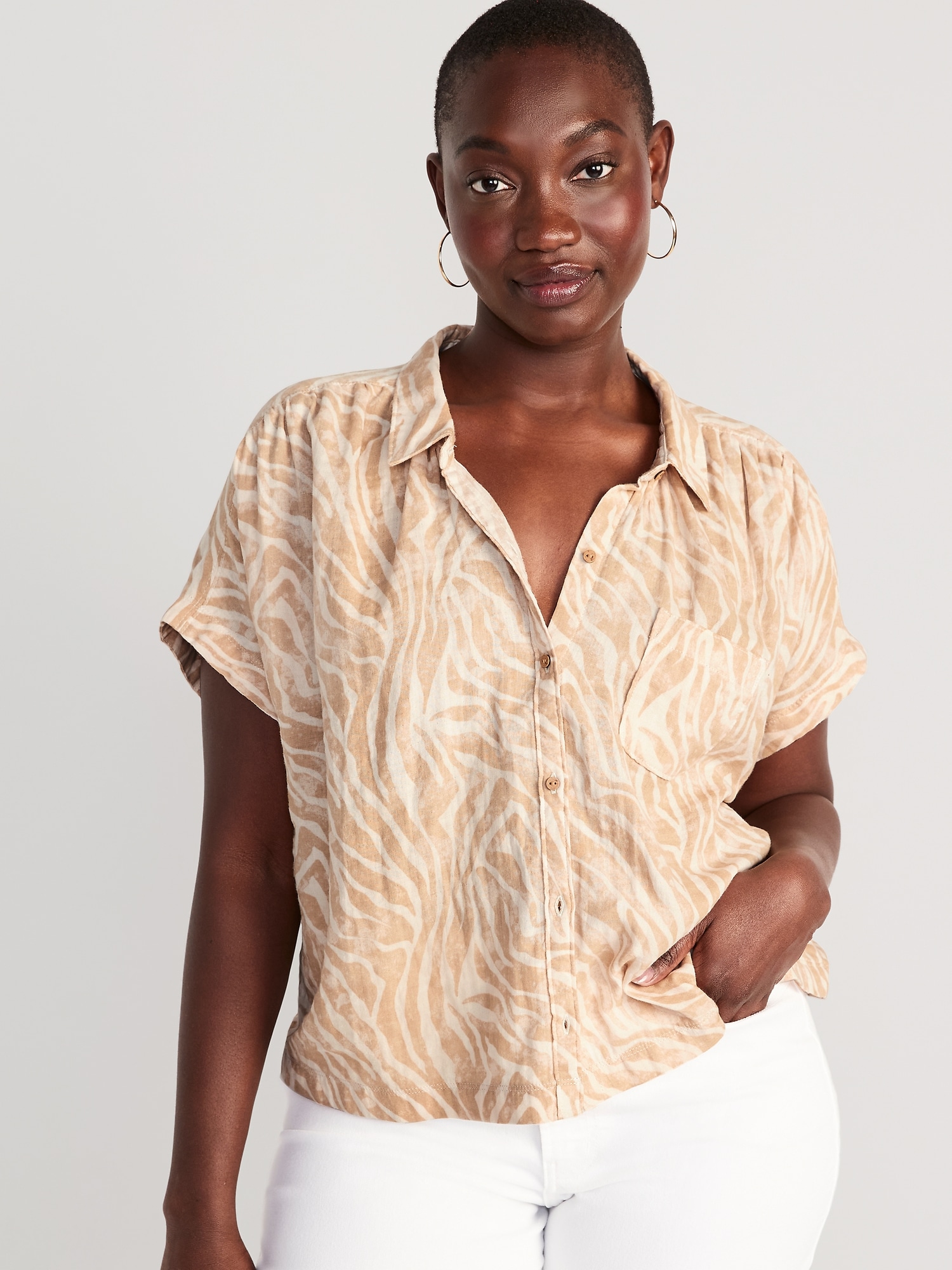 Printed Dolman-Sleeve Pocket Blouse for Women | Old Navy