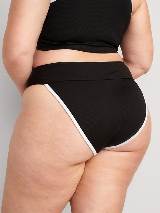 Image number 8 showing, High-Waisted Ribbed French-Cut Bikini Swim Bottoms