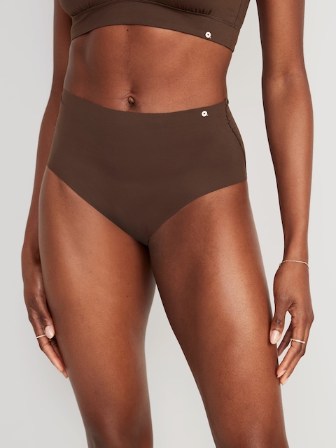 High-Waisted No-Show Brief Underwear - French Roast