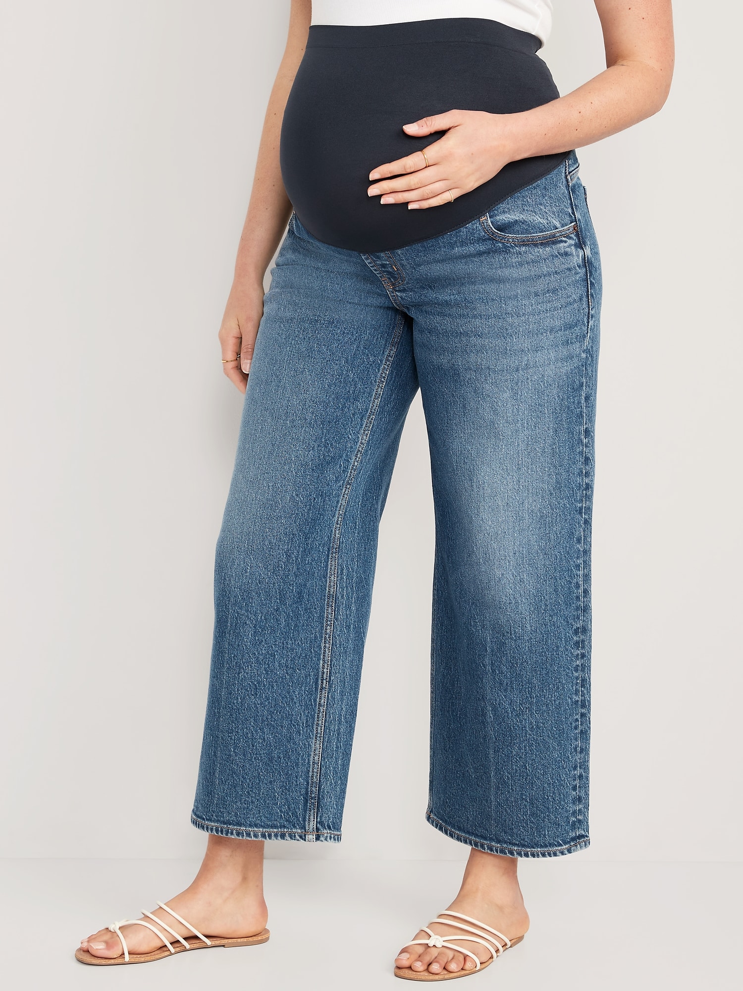 Old Navy Maternity Full Panel Cropped Wide-Leg Jeans multi. 1