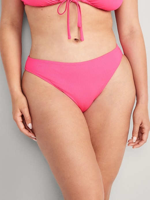 Image number 5 showing, High-Waisted French-Cut Ribbed Bikini Swim Bottoms
