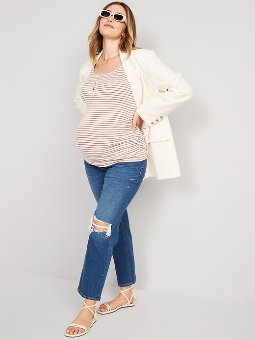 Image number 3 showing, Maternity Full Panel Ripped Boyfriend Jeans