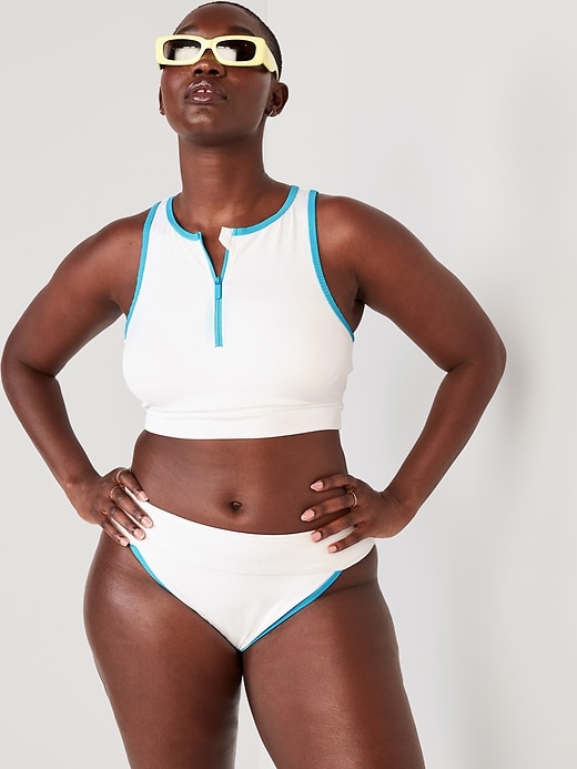 Image number 3 showing, High-Waisted Ribbed French-Cut Bikini Swim Bottoms