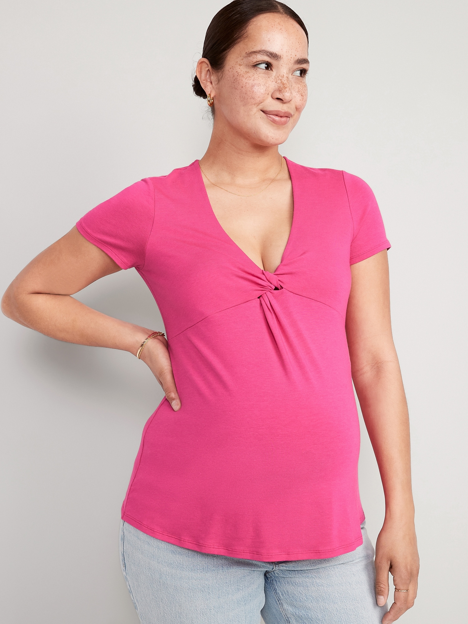 Maternity Twist-Front Double-Layer Nursing Top
