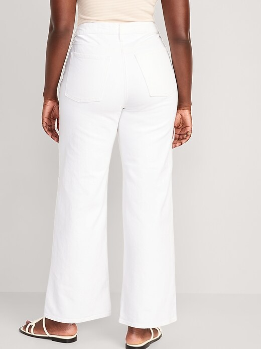 Image number 6 showing, Extra High-Waisted Wide Leg Cut-Off White Jeans