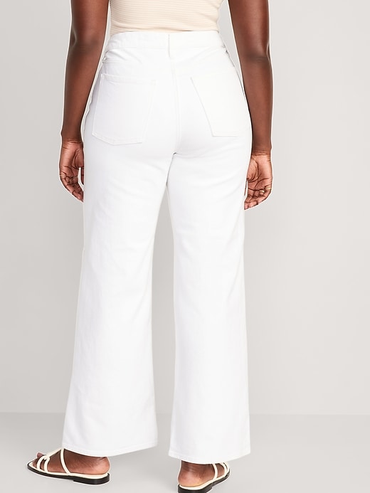 Image number 6 showing, Extra High-Waisted Wide Leg Cut-Off White Jeans