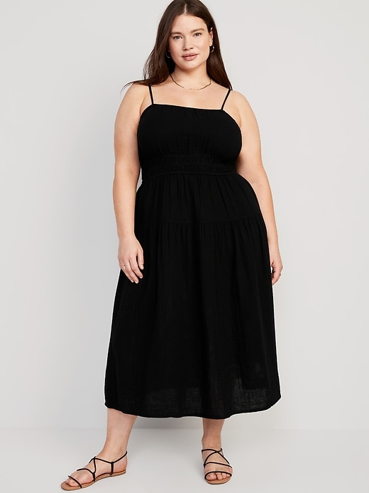 Image number 7 showing, Waist-Defined Smocked Tiered Midi Cami Dress