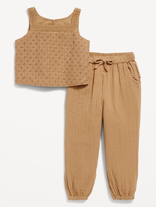 View large product image 1 of 2. Sleeveless Crochet-Knit Top & Jogger Pants Set for Toddler Girls