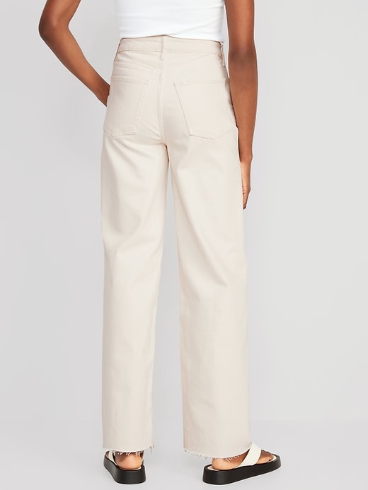 Extra High-Waisted Ecru-Wash Wide-Leg Cut-Off Jeans | Old Navy