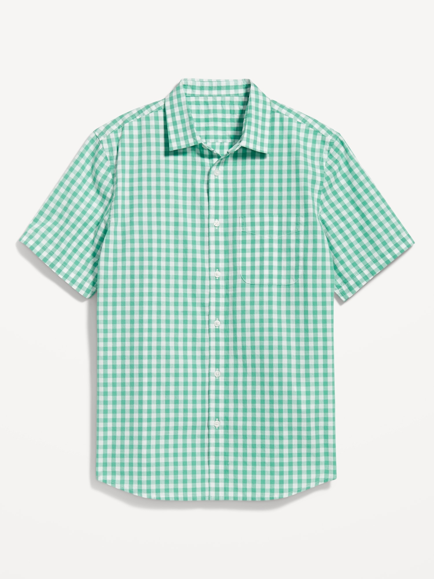 Regular-Fit Everyday Short-Sleeve Gingham Pocket Shirt | Old Navy