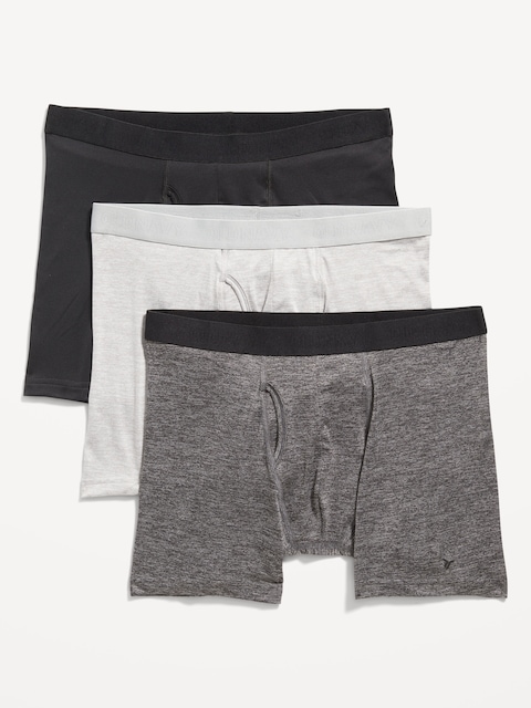 Go-Dry Cool Performance Boxer-Brief Underwear 3-Pack -- 5-inch inseam - Gray Pack