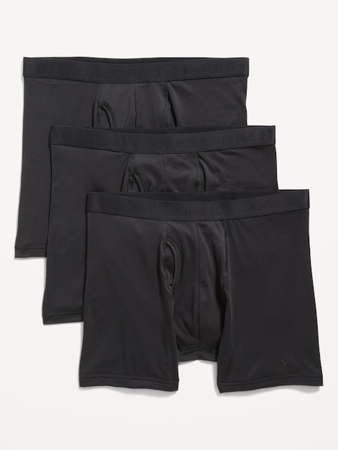 Go-Dry Cool Performance Boxer-Brief Underwear 3-Pack -- 5-inch inseam - Black Jack