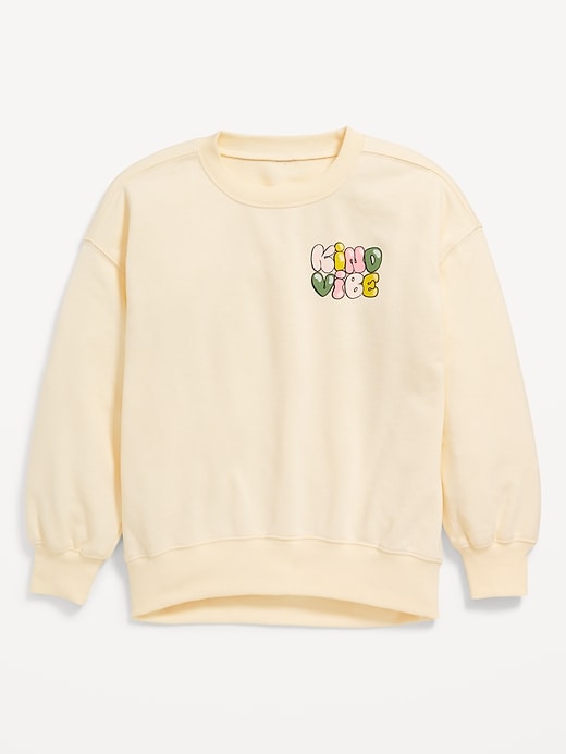 View large product image 2 of 3. Slouchy Crew Neck Graphic Sweatshirt for Girls