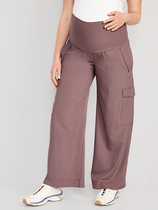 View large product image 1 of 2. Maternity Rollover-Waist StretchTech Cargo Pants