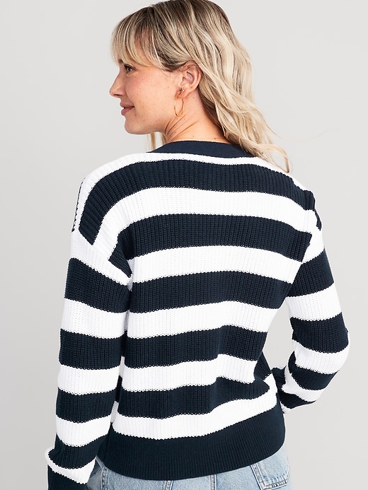 Old Navy L White & Blue Striped Sweater high quality